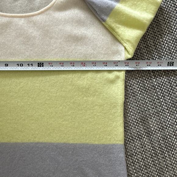 PURE COLLECTION 100% Cashmere Scoop Neck Butter Yellow Gray Colorblock Sweater - Picture 6 of 6